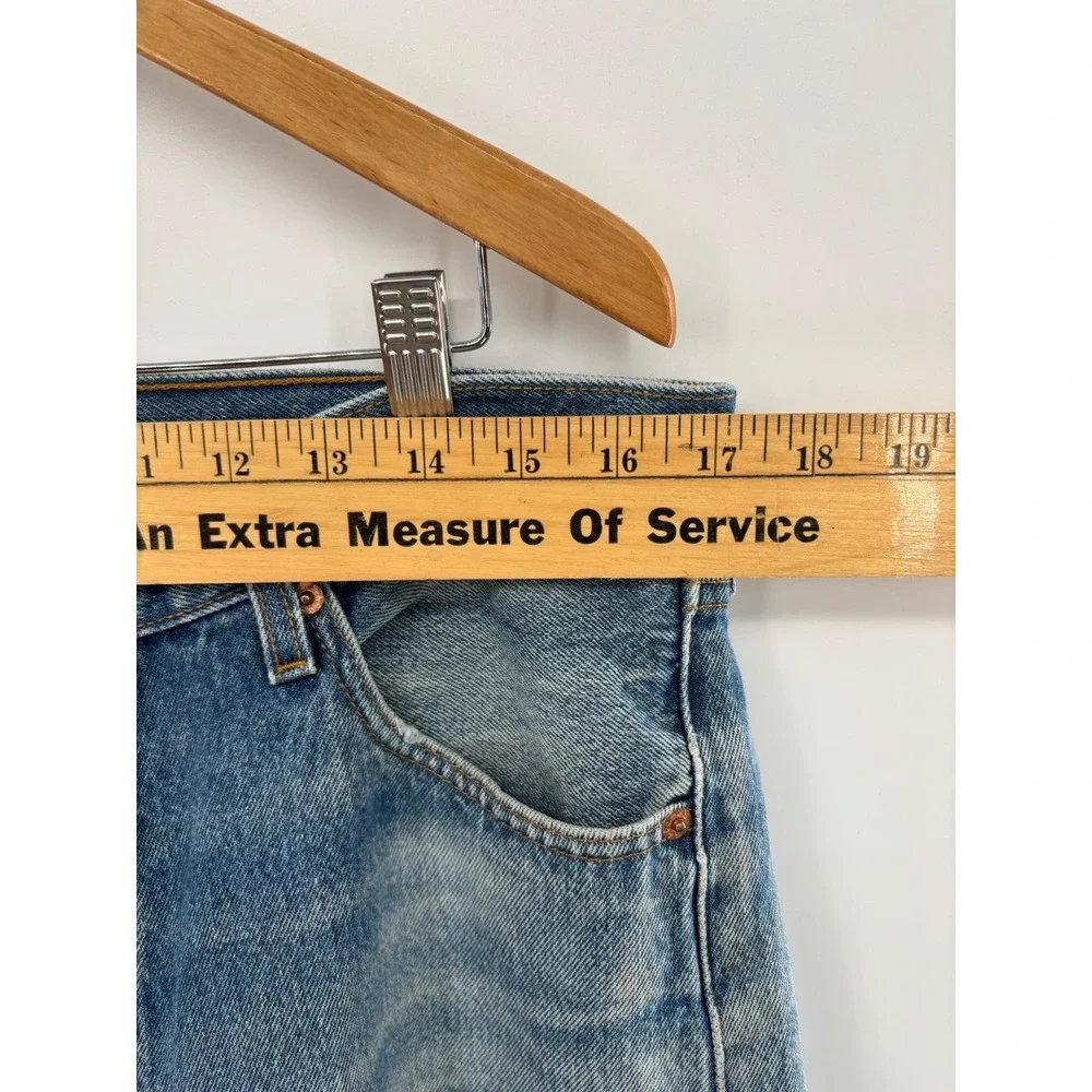 Levis 501 Mens 36x34 Y2KEra 2000's Light Distressed Tradesman Faded Blue Denim